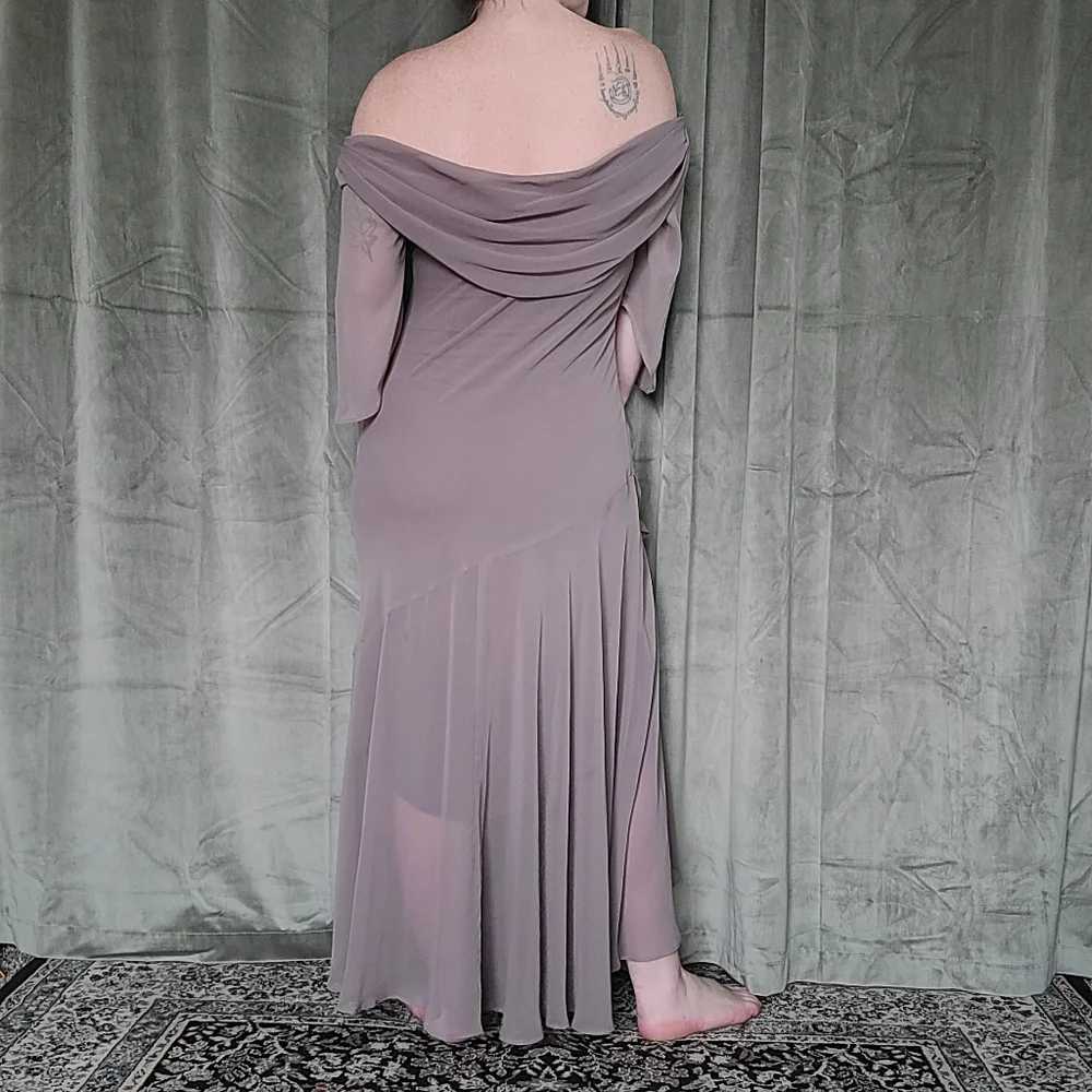 y2k Fairy Boho Regency Whismy Off The Shoulder Brown Embriodered Cocktail Dress - Picture 14 of 16